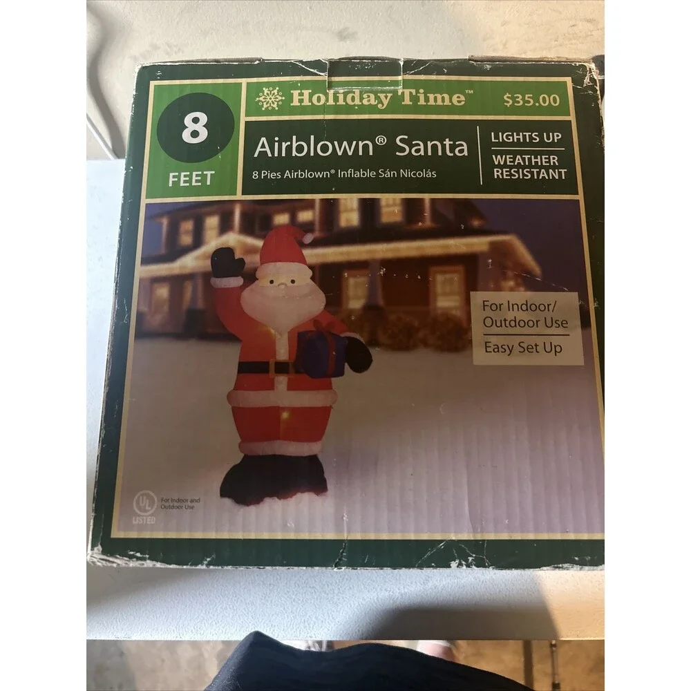 Holiday Christmas Lighted SANTA CLAUS 8ft Tall Yard Decoration Box